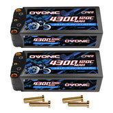 Ovonic 7.4V 120C 4300mAh 2S LiPo Hardcase Battery with 5.0mm Bullet Connector for 1/10 RC Racing & High-Speed Bashing