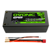 Ovonic 100C 7.4V 5000mAh 2S2P Hardcase Shorty LiPo Battery with 4mm Bullet Dean-Style T Connector for 1/10 RC Buggy Truck