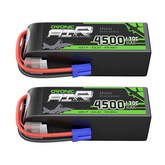 2 × OVONIC 6S Lipo Battery 22.2V 130C 4500mAh RC Lipo with EC5 Plug