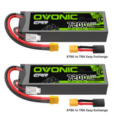 OVONIC 2S 7200mAh Hardcase 7.4V 130C LiPo Battery with XT60 to TRA Plug