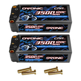 2-Pack Ovonic 2S 3500mAh 7.4V 120C HardCase LiPo Battery with 5.0mm Bullet to T-Plug for RC Car Truck