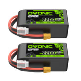 2-Pack Ovonic 4S 2200mAh 14.8V 130C Short LiPo Battery with XT60 Plug for RC Car Airplane Drone