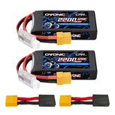2-Pack Ovonic 2S 2200mAh 7.4V 120C LiPo Battery with XT60 to TRA Plug for RC Truck Airplane