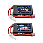 2-Pack Ovonic 3S 1550mAh 11.1V 50C LiPo Battery with Deans-Style T-Plug for 1/14 1/16 RC Car