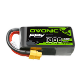 OVONIC 1300mAh 4S LiPo Battery 100C Pack 14.8V with XT60 Plug for FPV Freestyle Racing Drones