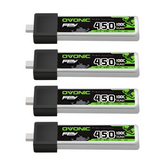 4×OVONIC 1S Lipo Battery 450mAh 1S1P 100C 3.8V LiHV LiPo Battery with BT2.0 Plug for 1S Tinywhoop Tinyhawk FPV Drone