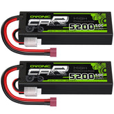 2×Ovonic 2S LiPo Battery 5200mAh 50C 7.4V Hard Case with T Plug for 1/10 &1/8 RC cars RC Monster Truck