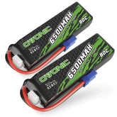 2×Ovonic Rebel 80C 6500mAh 11.1V 3S LiPo Battery with EC5 plug for 1/10 scale RC Car ARRMA 6S FELONY MOJAVE