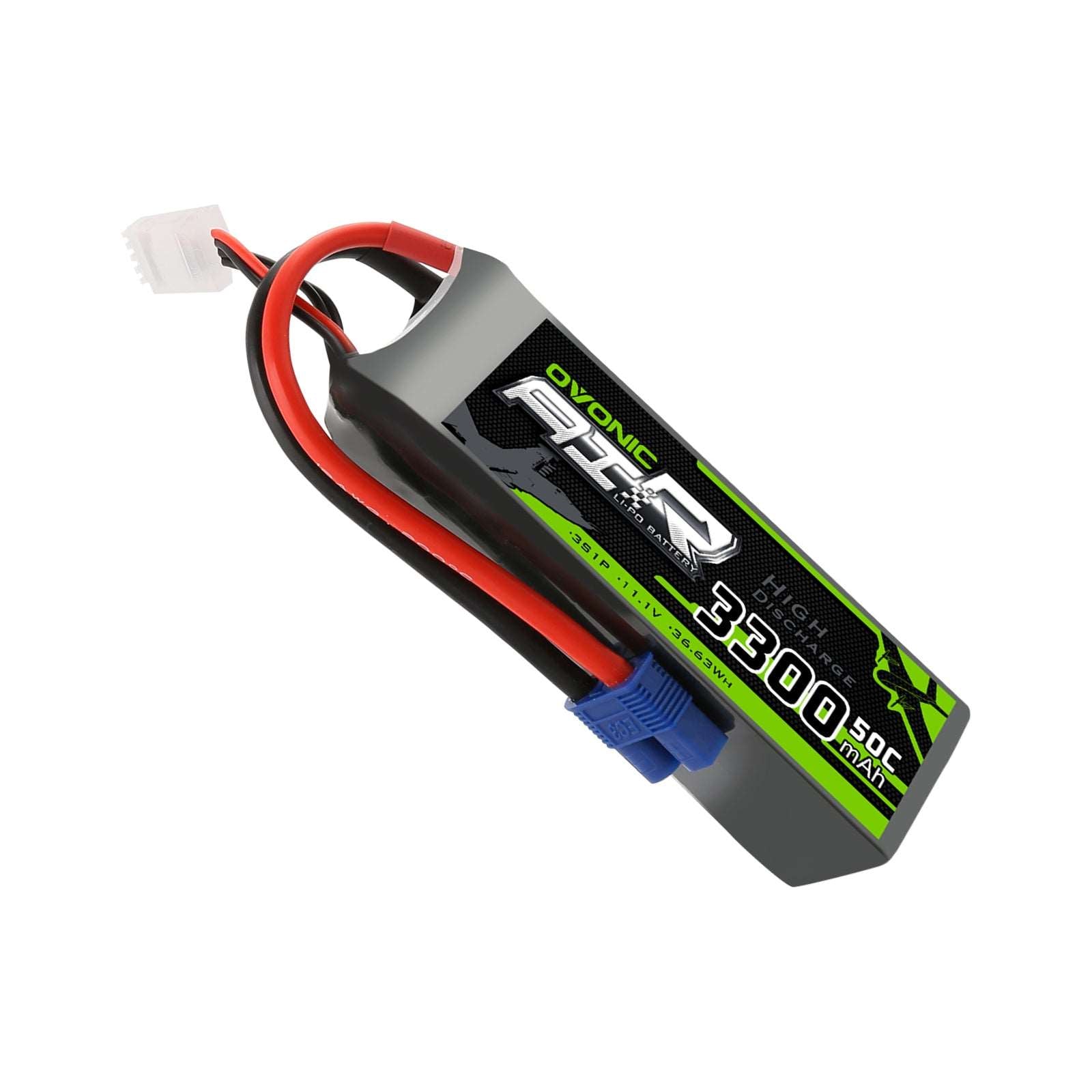 Ovonic 3300mah 3S 11.1V 50C LiPo Battery Pack with EC3 Plug for Airplane &Heli - Ampow