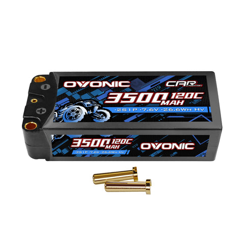 Ovonic 7.6V 120C 3500mAh 2S1P LiHV Shorty Hardcase Lipo Battery with 5mm Bullet(2/1 Pack)