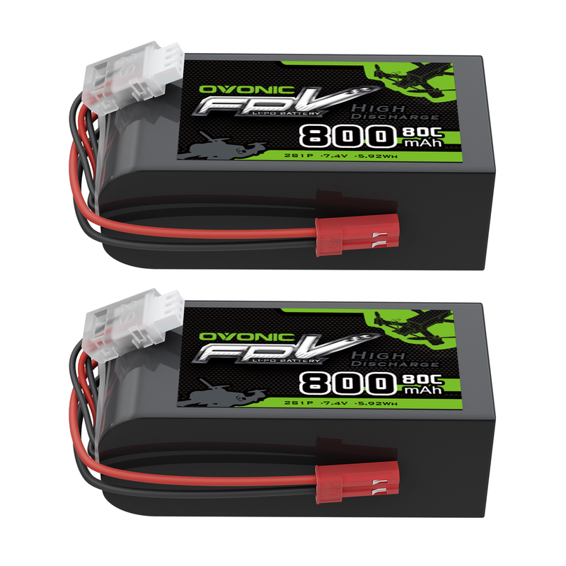 OVONIC 11.1V 80C 800mAh 2S LiPo Battery with JST Plug