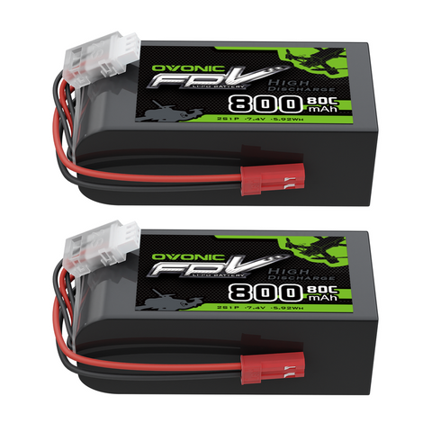 OVONIC 11.1V 80C 800mAh 2S LiPo Battery with JST Plug