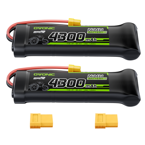 OVONIC 8.4V 4300mAh NiMH Battery Pack 7-Cell Flat with XT60 & TRX Plug for RC Cars