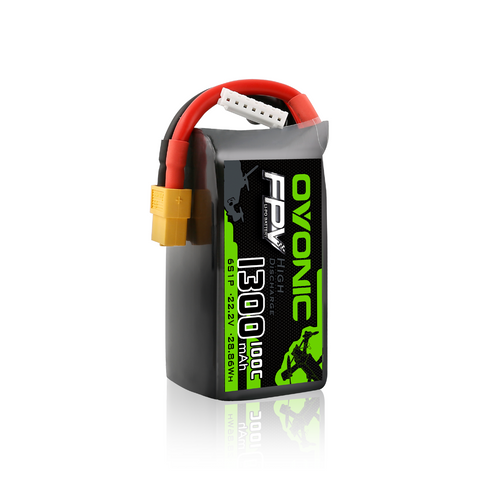 Ovonic 6S 1300mAh 100C 22.2V LiPo Battery with XT60 Plug for 5-6 Inch FPV Freestyle Drone (Multi-Pack Options)