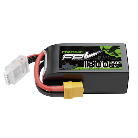 Ovonic 4S 1300mAh 150C LiPo Battery with XT60 Plug for 3-5 inch FPV Racing & Freestyle Drones (1/4 Pack)