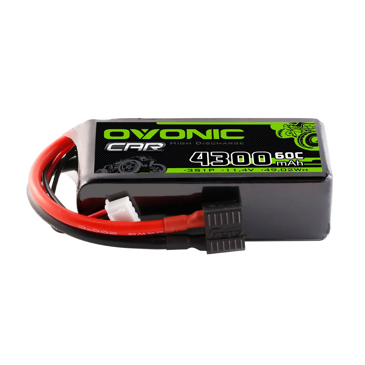 Ovonic 3S 4300mAh 60C 11.4V LiHV Battery w/IT03 Plug