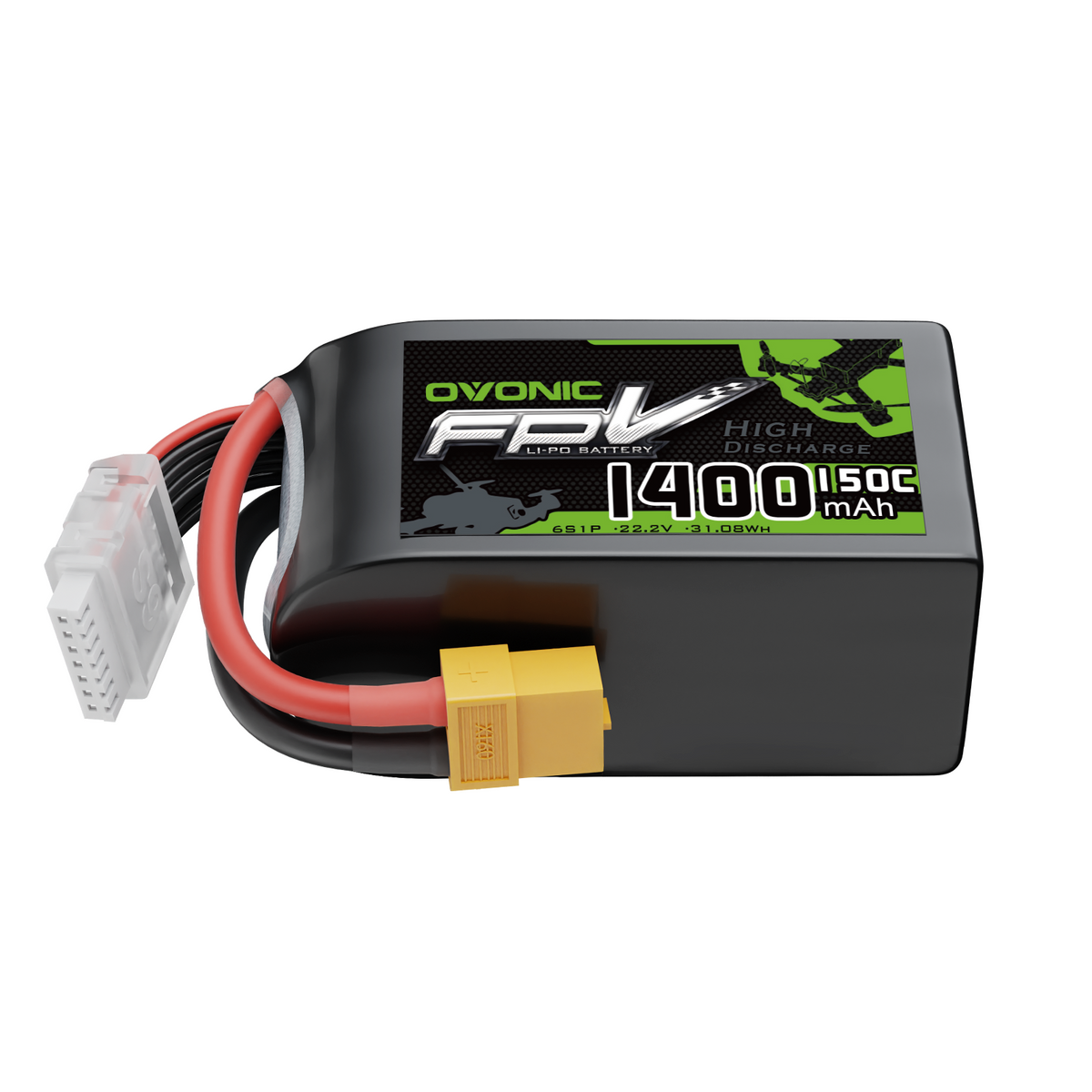 Ovonic 150C Racing Series 6S 1400mAh 22.2V LiPo Battery with XT60 Plug for 5-6" FPV Racing Drones