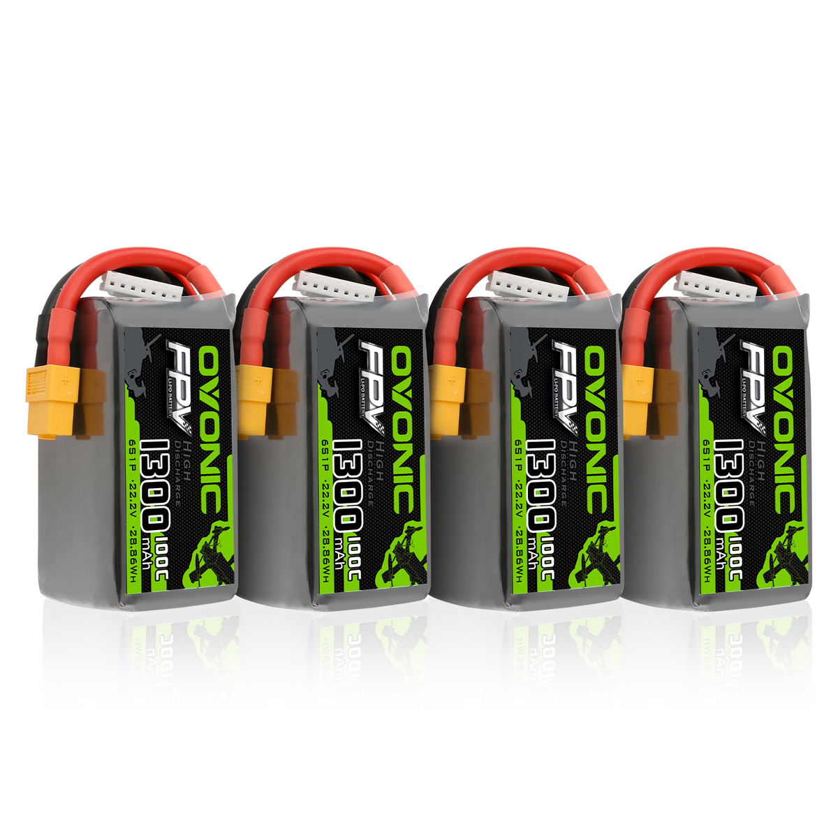 Ovonic 6S 1300mAh 100C 22.2V LiPo Battery with XT60 Plug for 5-6 Inch FPV Freestyle Drone (Multi-Pack Options)