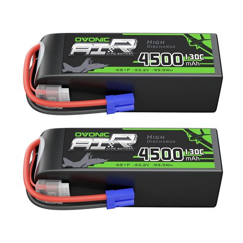 2 × OVONIC 6S Lipo Battery 22.2V 130C 4500mAh RC Lipo with EC5 Plug 