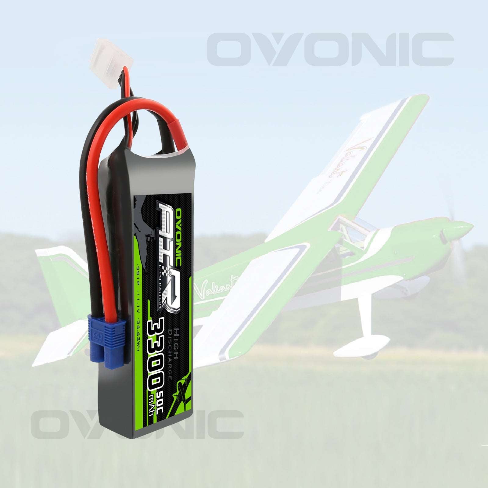 Ovonic 3300mah 3S 11.1V 50C LiPo Battery Pack with EC3 Plug for Airplane &Heli - Ampow