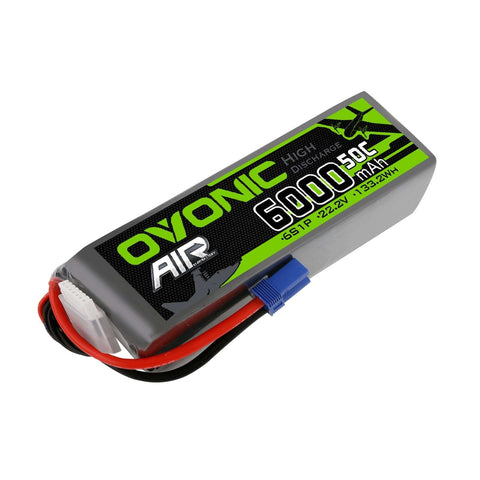 Ovonic 6000mah 6S 22.2V 50C Lipo Battery Pack with EC5 Plug for Airplane&Heli Car - Ampow