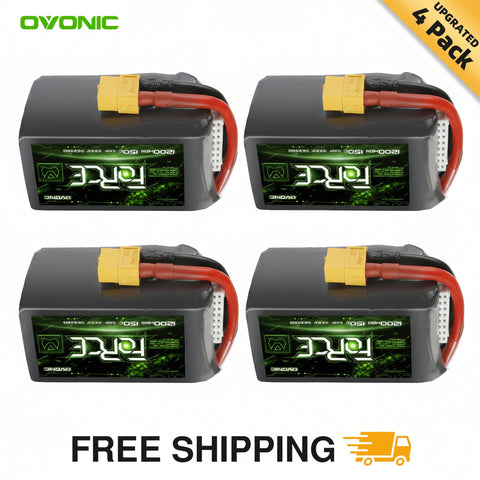 Ovonic Force 6S 1200mAh 150C LiPo Battery w/XT60 for 5" FPV Racing & Freestyle (1/2/4 Pack)