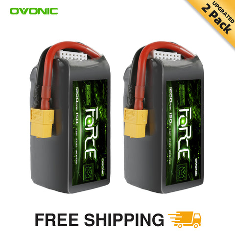 Ovonic Force 6S 1200mAh 150C LiPo Battery w/XT60 for 5" FPV Racing & Freestyle (1/2/4 Pack)
