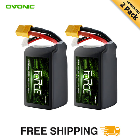 Ovonic Force 6S 1550mAh 150C LiPo Battery w/XT60 for 5-7" FPV Freestyle & Racing (1/2/4 Pack)