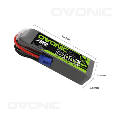 Ovonic 5000mah 6S 22.2V 50C Lipo Battery Pack with EC5 Plug for Airplane&Heli 1/10 SENTON 6S