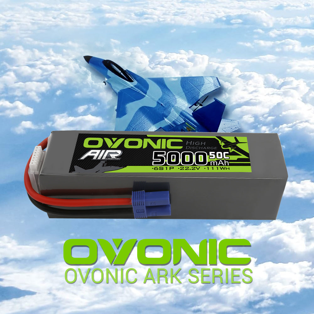 Ovonic ARK 5000mah 6S 22.2V 50C Lipo Battery Pack with EC5 Plug for Airplane&Heli - Ampow