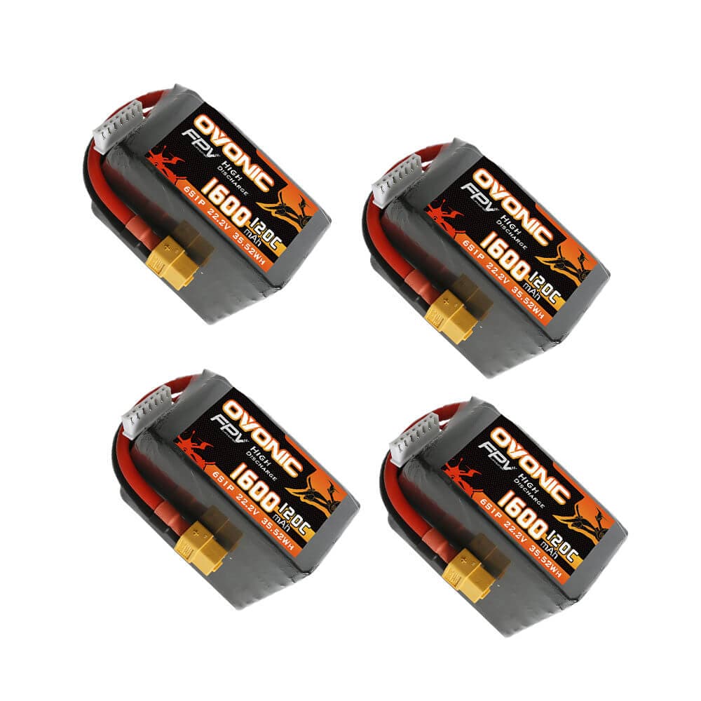 4×Ovonic 120C 6S 1600mAh LiPo Battery 22.2V for FPV freestyle