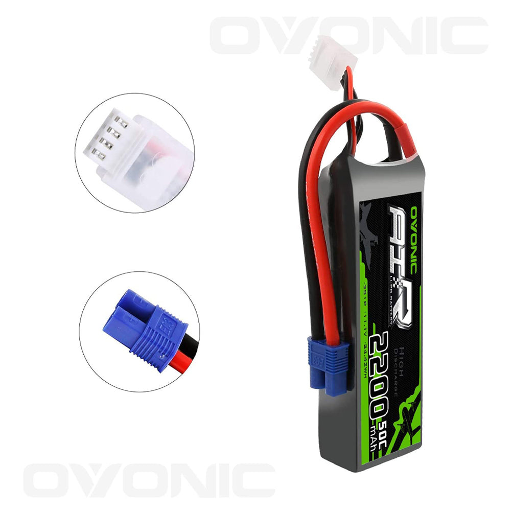 Ovonic 2200mah 3S 11.1V 50C Lipo Battery Pack with EC3 Plug for RC model - Ampow