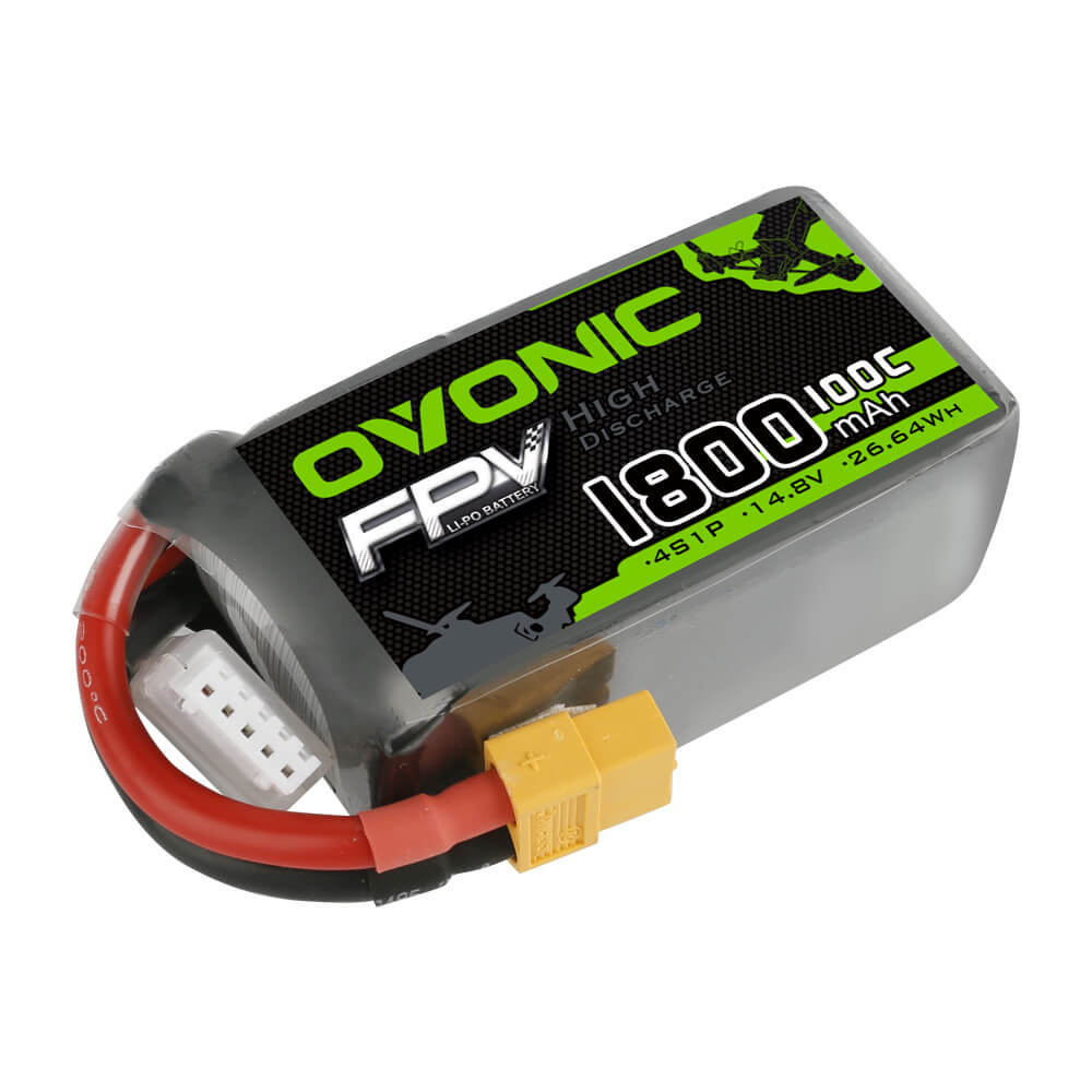 Ovonic 1800mah 4S 14.8V 100C Lipo Battery Pack with XT60 Plug for FPV - Ampow