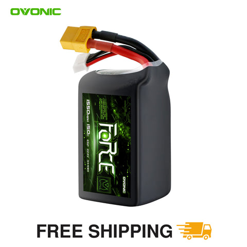 Ovonic Force 6S 1550mAh 150C 22.2V LiPo Battery w/ XT60 Plug for Aggressive FPV Freestyle & 7-inch Mid-Range Quad