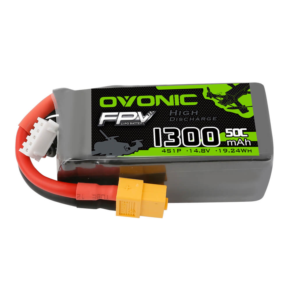 OVONIC 4S LiPo Battery Pack 1300mAh 50C 14.8V with XT60 Plug for FPV Racing