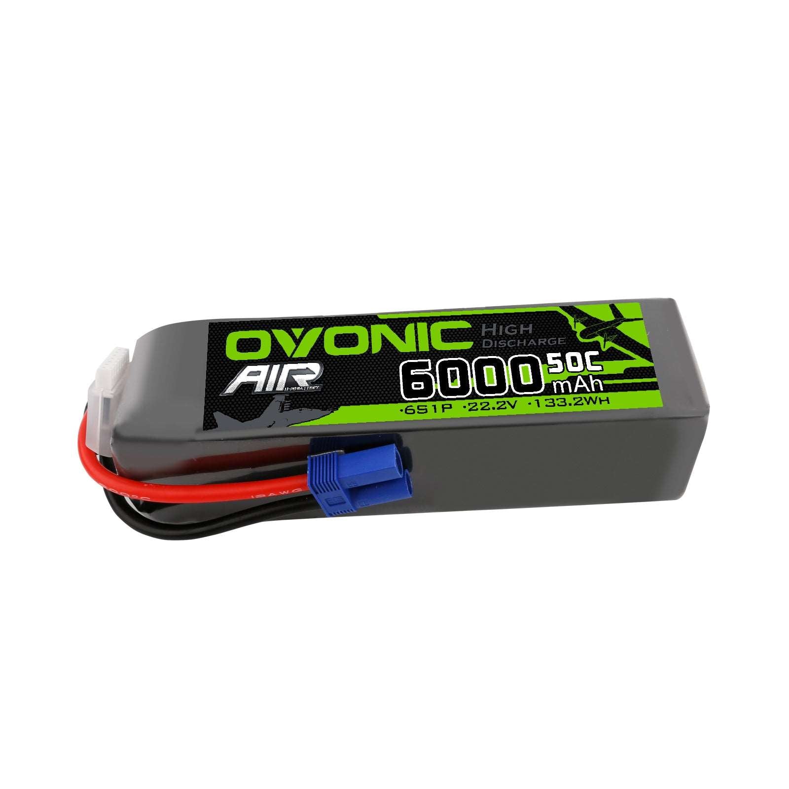 Ovonic 6000mah 6S 22.2V 50C Lipo Battery Pack with EC5 Plug for Airplane&Heli Car - Ampow