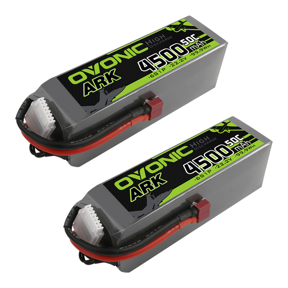 2×OVONIC ARK 6S LiPo Battery 4500mAh 50C 22.2V with Deans Plug for RC Plane EDF Jet