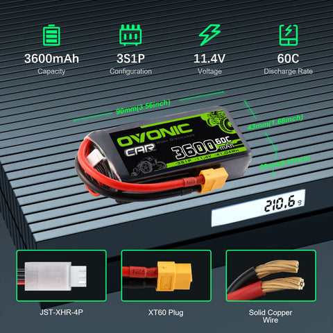 Ovonic 3S 3600mAh 60C 11.4V LiHV Battery w/XT60 Plug