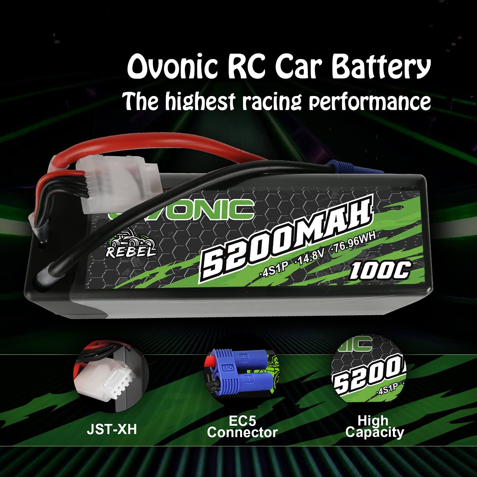 2×Ovonic Rebel 4S LiPo Battery 5200mAh 100C 14.8V Hardcase EC5 for Outcast Kraton 8S RC CAR