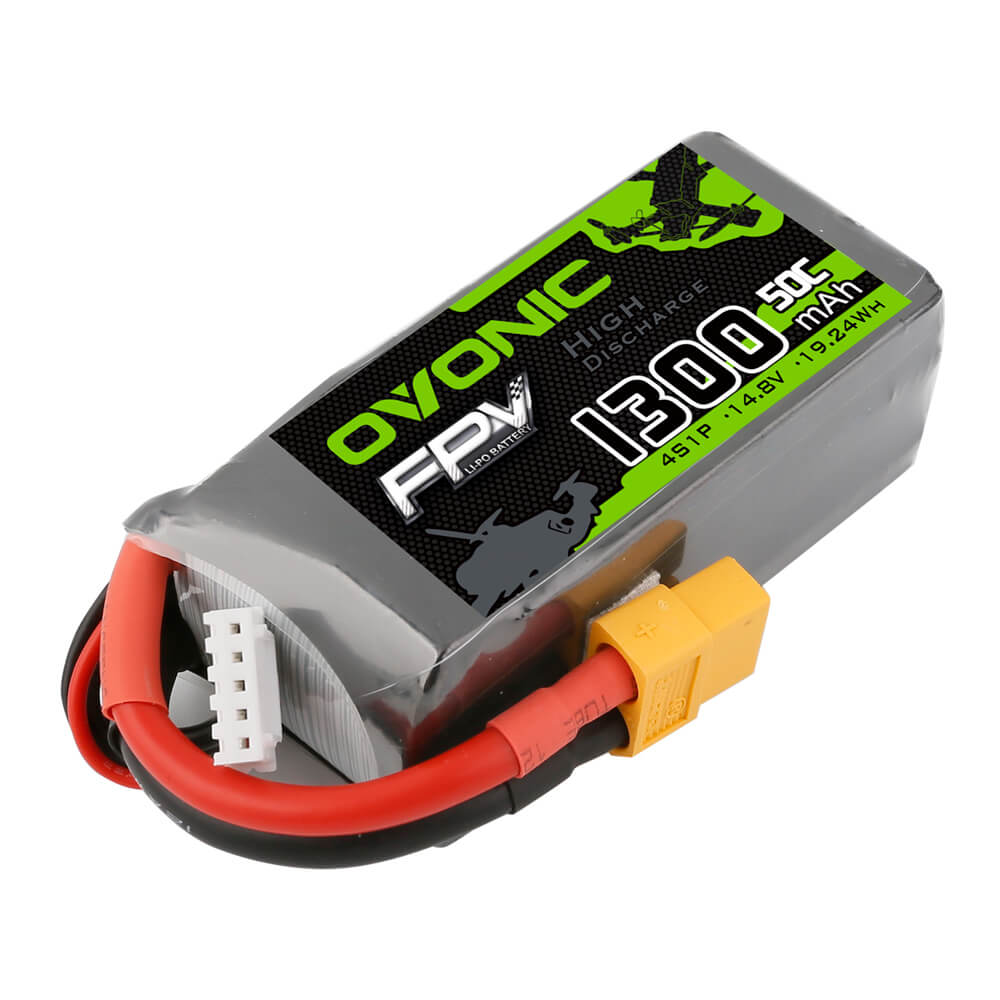 OVONIC 4S LiPo Battery Pack 1300mAh 50C 14.8V with XT60 Plug for FPV Racing