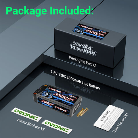 Ovonic 7.6V 120C 3500mAh 2S1P LiHV Shorty Hardcase Lipo Battery with 5mm Bullet(2/1 Pack)