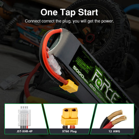 2-Pack Ovonic Force 3S 5000mAh 120C 11.1V LiPo Battery w/ XT60 to TRA Adapter for 1/10 RC Bashers, .50 Class Plane & 550 Heli