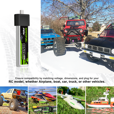 4×OVONIC 1S Lipo Battery 850mAh 1S1P 100C 3.8V LiHV with BT2.0 Plug for Tinywhoop RC Quadcopter 75mm FPV Drone