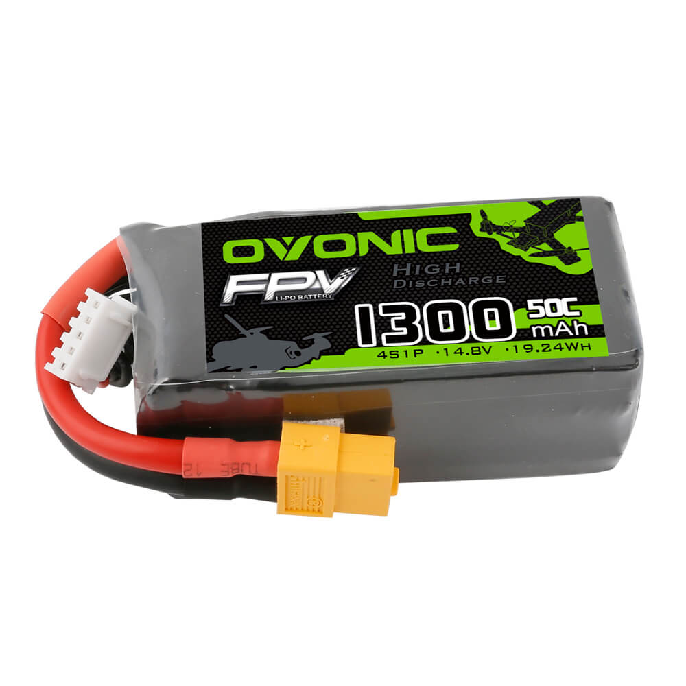 OVONIC 4S LiPo Battery Pack 1300mAh 50C 14.8V with XT60 Plug for FPV Racing