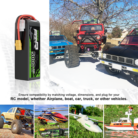 2 × Ovonic 5000mah 6S 22.2V 130C Lipo Battery Pack with XT90 Plug for 1/8 & 1/10 RC Cars, Trucks, Planes