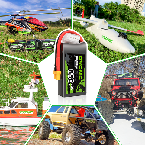 4x Ovonic 80C 14.8V 650mah 4S Lipo Battery with XT30 Plug for 90mm to 150mm FPV Racing Drone