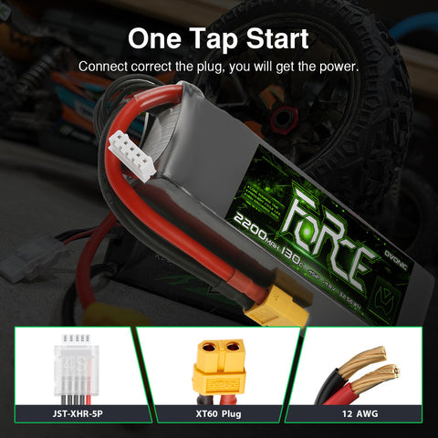 2-Pack Ovonic Force 4S 2200mAh 130C 14.8V LiPo Battery w/XT60 Plug for 1/10 Scale Buggy/Truck & 5-inch FPV Quad