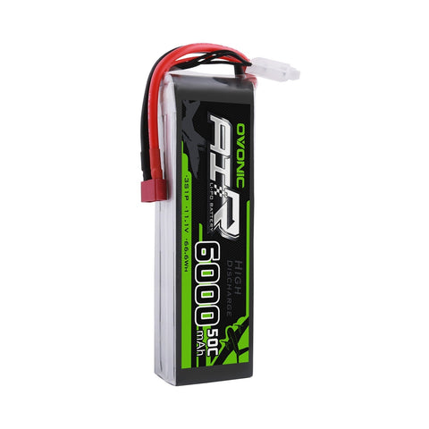 OVONIC 3S LiPo Battery Pack 6000mAh 50C 11.1V with Deans Plug for FPV Drone RC Car RC Boat - Ampow