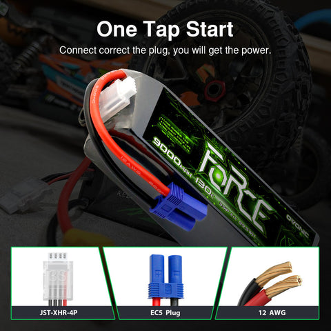 2-Pack Ovonic Force 3S 9000mAh 130C 11.1V LiPo Battery w/EC5 Plug for 1/8 RC Monster Truck, Truggy & Long Runtime Bashers