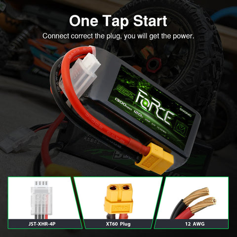 2-Pack Ovonic Force 3S 1300mAh 120C 11.1V LiPo Battery w/XT60 Plug for 5" FPV Drone, Glider & RC Helicopter